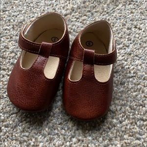 Brown baby Mary Jane mocs